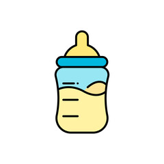 Baby bottle filled color icon, filled color vector sign, linear style pictogram isolated on white. Symbol, logo illustration. Editable stroke. Pixel perfect