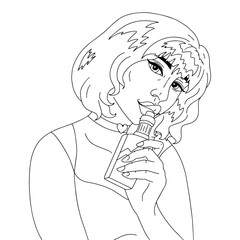 Vector illustration of a girl with a vape