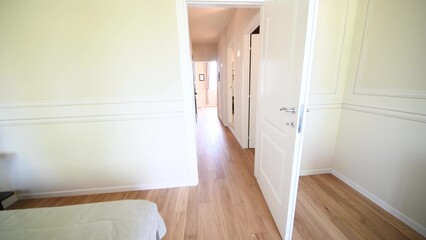 Fototapeta na wymiar Walking inside a confortable and spaciuos apartment