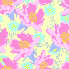 Fototapeta na wymiar Beautiful pattern with flowers and leaf.Floral vector illustration. 