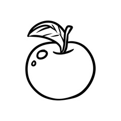 Apple cartoon icon. Fruit outline comic style image. Hand drawn isolated lineart illustration for prints, designs, cards. Web and mobile