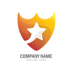 shield and star colorful gradient logo design template