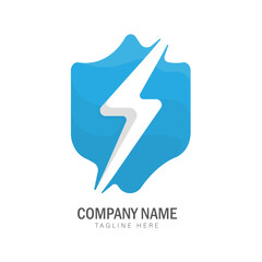 lightning shield colorful gradient logo design template