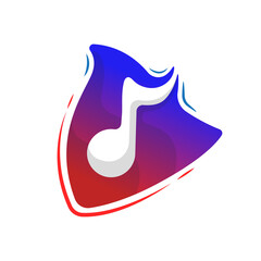 music player colorful gradient logo design template