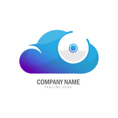 cloud storage colorful gradient logo design template