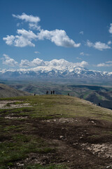 Fototapeta na wymiar Mount Elbrus. View from the Bermamyt plateau in Russia in spring