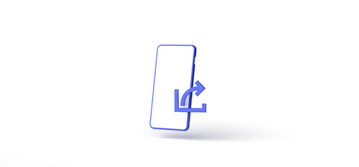 Share icon with Smartphone Isolated on background, icon, 3d rendering.