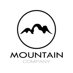 Minimalist mountain and sun logo design in flat colors packed with modern concepts vector illustration