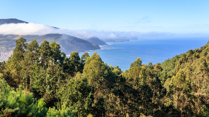 Panorama of the north coast of Spain in the Basque Country.