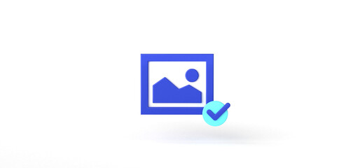 Image icon with check mark Isolated on background, cartoon, icon, 3d rendering.