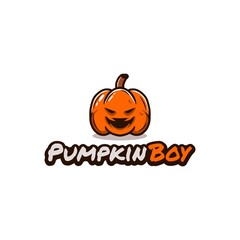 flat logo design pumpkin boy