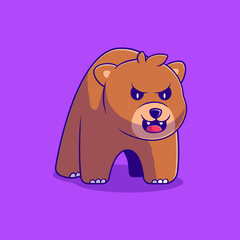 cute angry grizzly bear illustration suitable for mascot sticker and t-shirt design