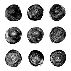 Grungy Black Abstract Brush Grunge Design Elements. Digitally Generated Image. Mega Set Of Vector Brushes Isolated On White.  Illustration, EPS 10.
