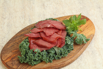 Sliced dried duck breast magret