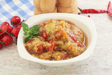 Caucasian Mangal salad with baked vegetables