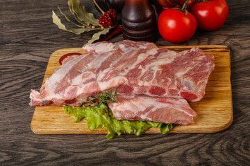 Raw pork ribs for cooking