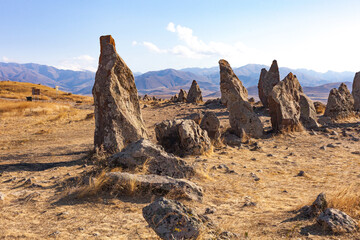 Zorats-Karer or Karahunj. Ancient megalithic complex, Armenia.