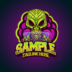 alien logo mascot character vector