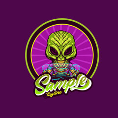 alien logo mascot character vector