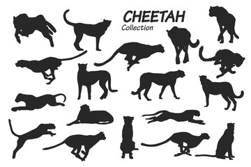 cheetah silhouettes - obrazy, fototapety, plakaty