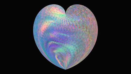 An abstract figure of the heart on a black insulated background.