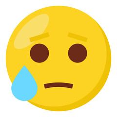 Cry face expression character emoji flat icon.
