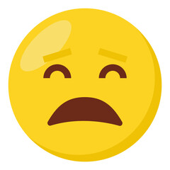 Weary face expression character emoji flat icon.