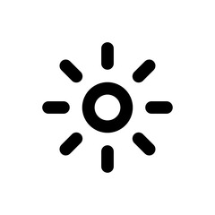 Simple sun icon, Vector outline icon on white background.