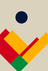 Modern geometric background. Boho style. Geometric shapes with texture.