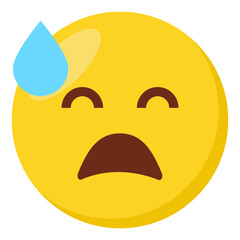 Downcast face expression character emoji flat icon.