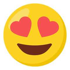 Heart eyes face expression character emoji flat icon.