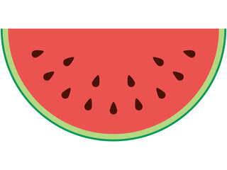 平面的な半円カットスイカのイラスト