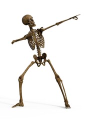 3d-illustration of an isolated fantasy skeleton making a bolt