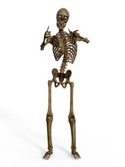 3d-illustration of an isolated fantasy skeleton with thumbs up