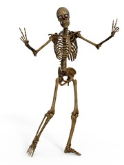 3d-illustration of an isolated fantasy skeleton with vicroy sign