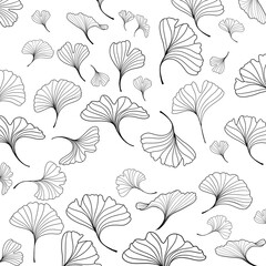 beautiful colorful pattern with ginkgo biloba leaves - antistress coloring book