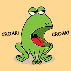 A frog character croaking with boring expression - obrazy, fototapety, plakaty