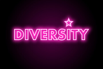 Diversity pink neon sign on black background 