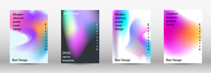 Set for liquid. Holographic abstract backgrounds.  Bright mesh blurred pattern in pink, blue, green tones.  Cover, poster, wallpaper. Colorful abstract texture. Poster design template.