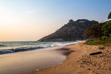 Fototapeta na wymiar Pak Nam Pran Pranburi Beach in Hua hin, Prachuap Khiri Khan, Thailand