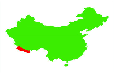 Nepal China vector map illustration in white background , Asia countries wallpaper