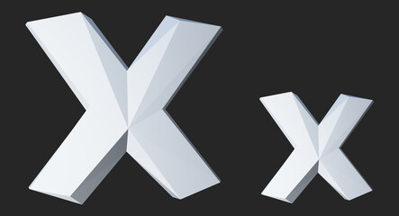 X alphabet letter 3d poly rendering. Font illustration Modern design. Premium Vector.