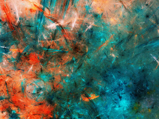 Fototapeta na wymiar blue and orange abstract fractal background 3d rendering illustration