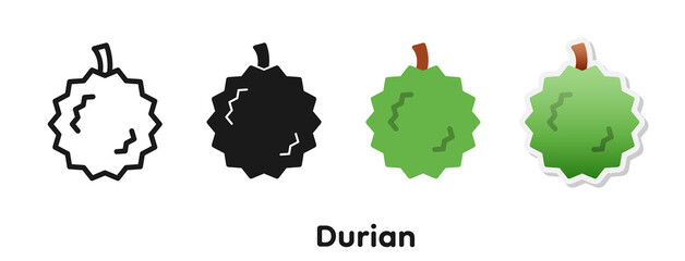 Vector icon set of Durian.