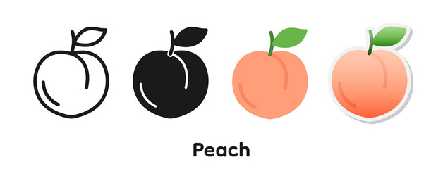 Vector icon set of Peach.