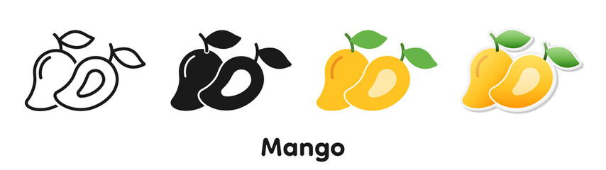 Vector icon set of Mango.