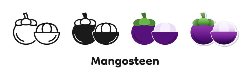 Vector icon set of the Mangosteen.