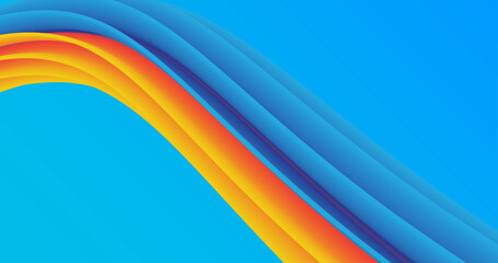 the abstract background uses a horizontal wave pattern that has a 3d effect and is yellow and blue in color.