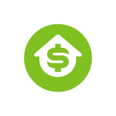 House and dollar logo icon design, home with money symbol, vector illustration