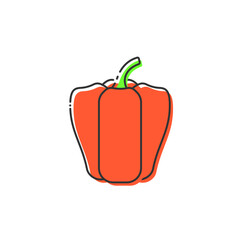 Paprika fruit vector isolated. Cartoon paprika icon on white background